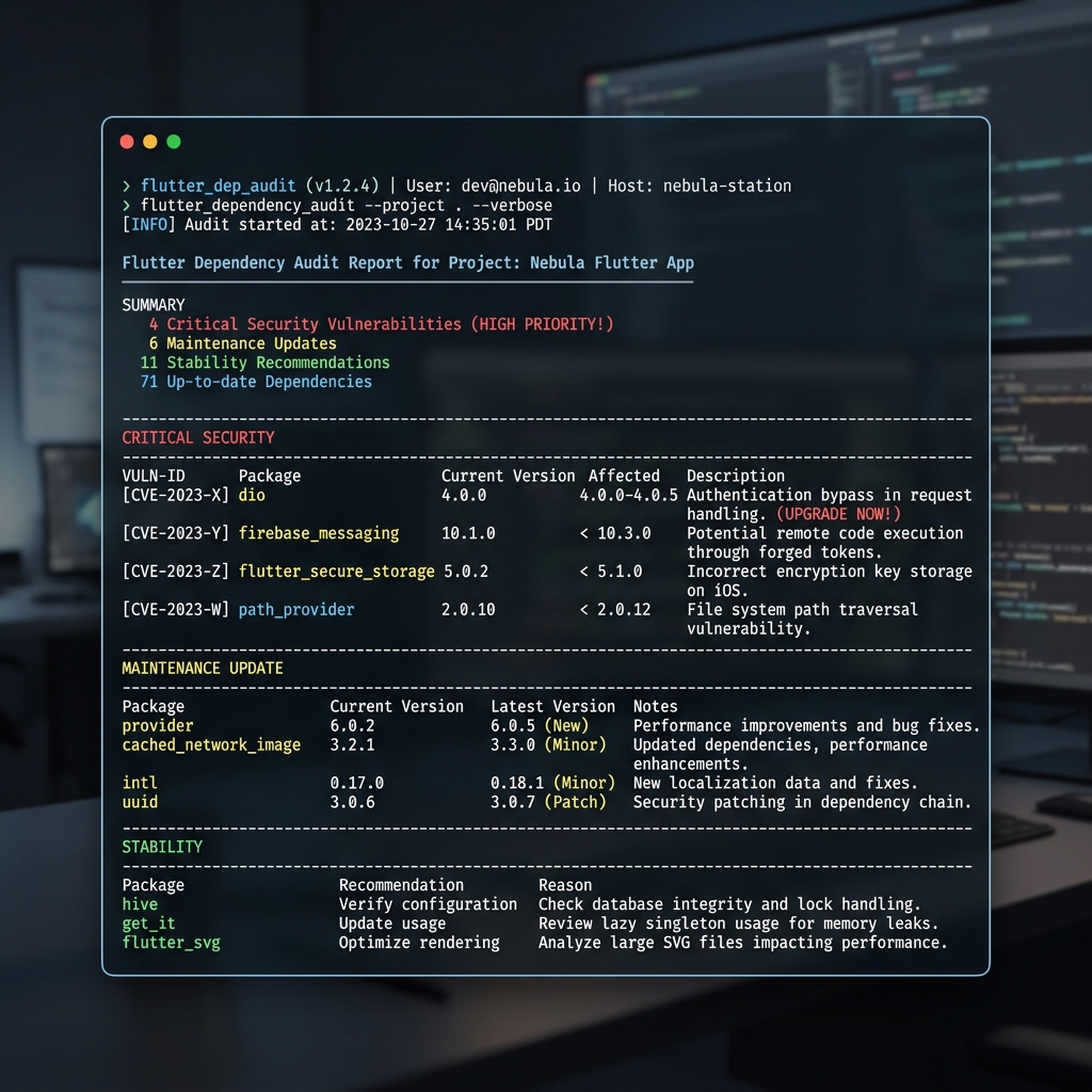 Flutter Dependency Audit Tool Screenshot